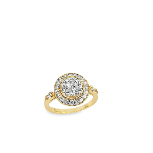 1.82ctw Round Halo Lab Grown Diamond Ring in 14kt Yellow Gold