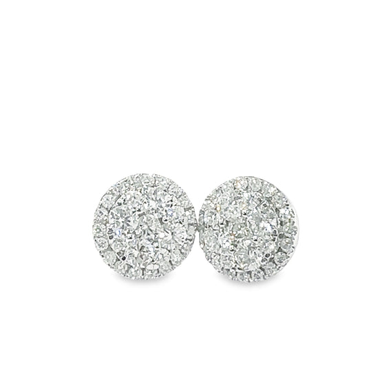 3.00ctw IGL CERTIFIED Genuine Diamonds Cluster Earrings in 14kt White Gold