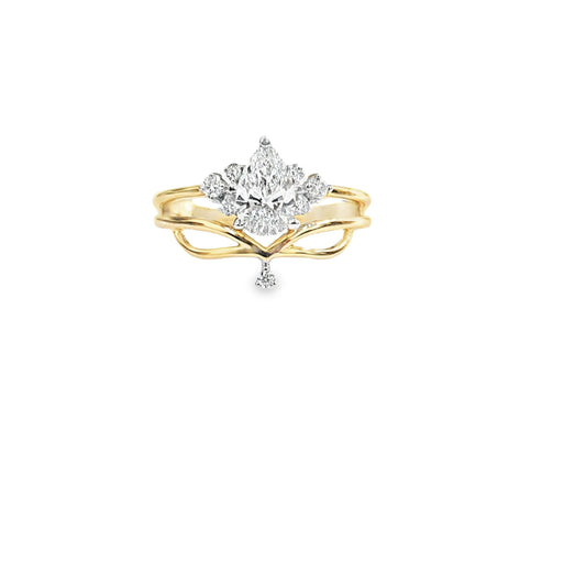 0.75ctw Round and Pear Shape Diamond Engagement Ring