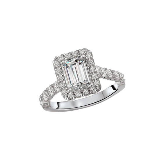 IGI CERTIFIED 1.63ctw Radiant Cut Shape Halo Diamond Engagement Ring