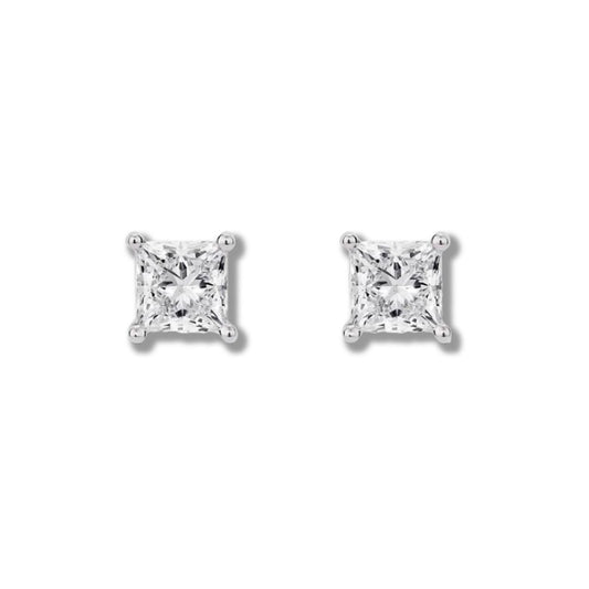 1.00CTW Princess-Cut Lab Grown Diamond 14K White Gold Earrings