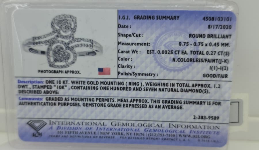 10K White Gold 0.25ctw Diamond Heart Shape Bypass Ring – IGI Certified