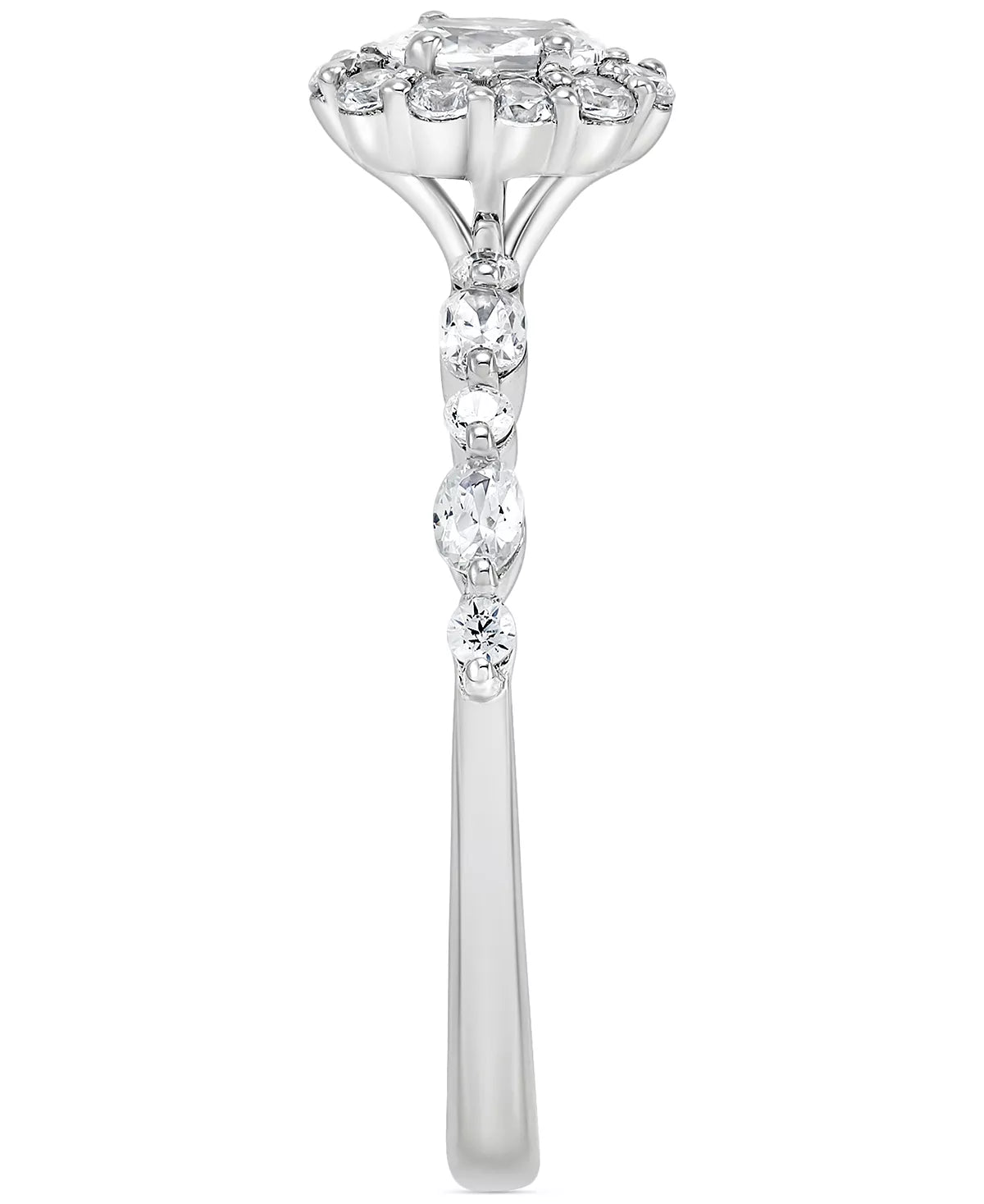 Diamond Oval, Marquise, & Round Halo Engagement Ring (3/4 ct. t.w.) in 14k White Gold - Pristine J LLC