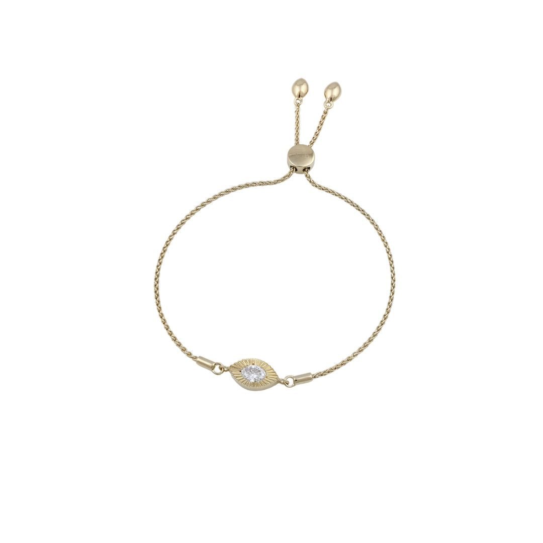 Gold Over Sterling Silver 0.42ct Oval Shape Lab Grown Diamond Solitaire Bolo Bracelet - Pristine J LLC