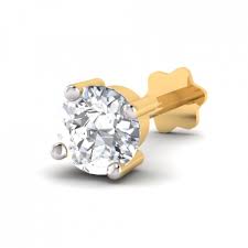 18kt Yellow Gold 0.03ctw Diamond Nose Pin - IGI CERTIFIED