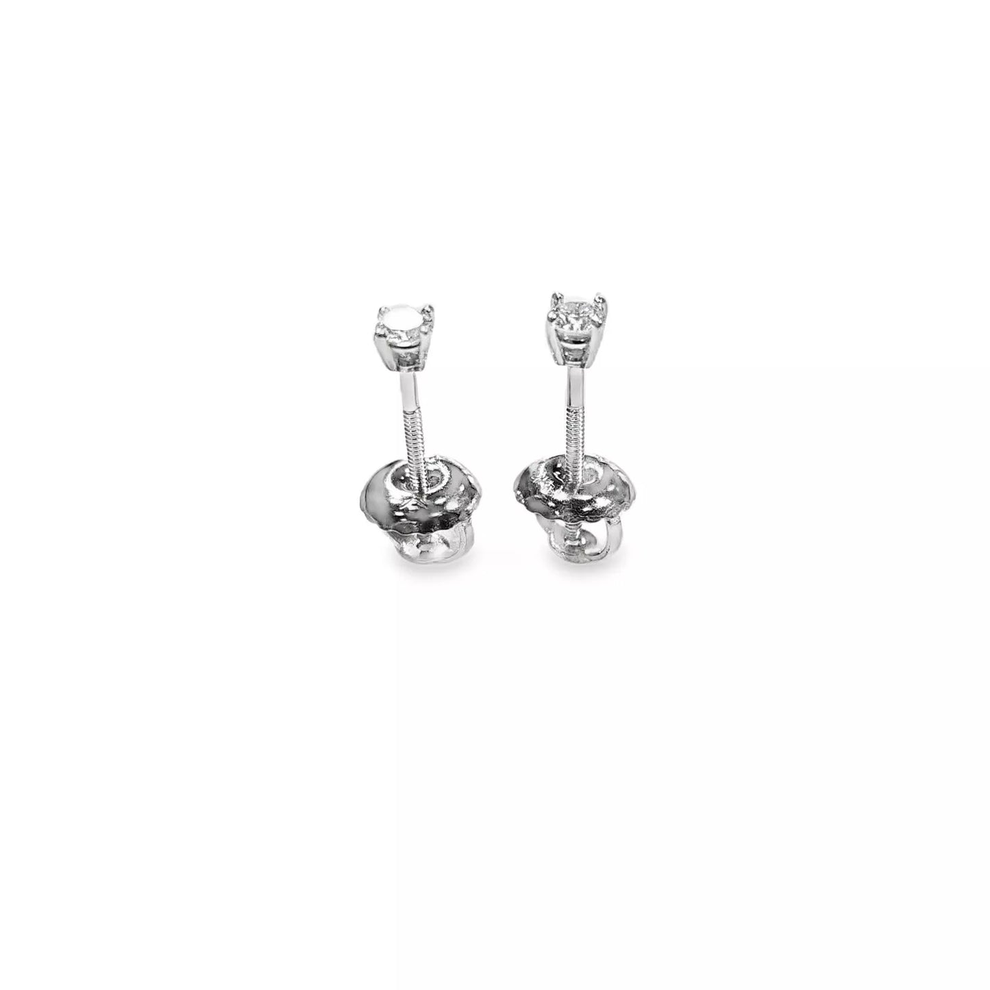 0.10Ctw Diamond Studs In 14kt White Gold In Screw Backs