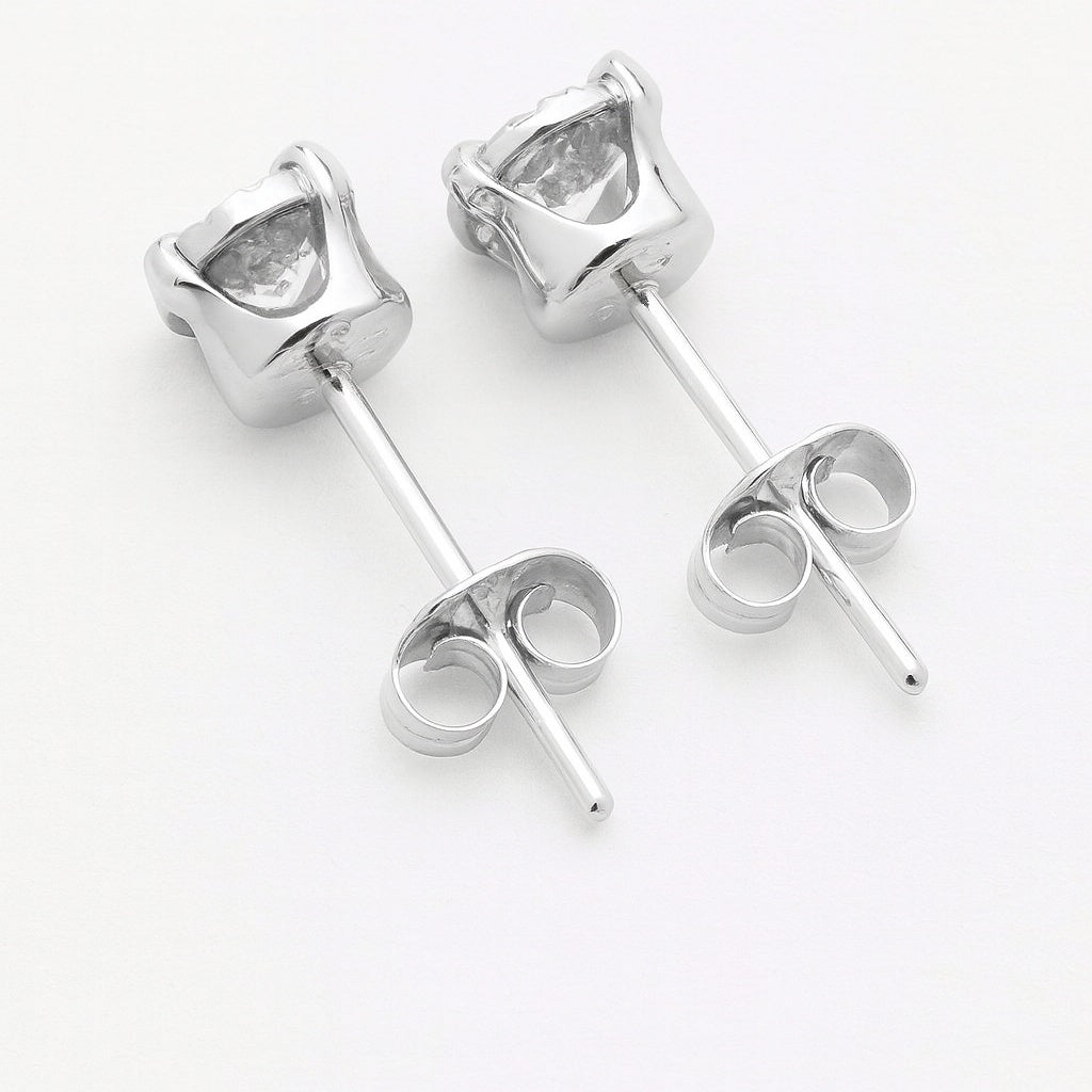 10K Diamond Illusion Set Stud Earrings-White Gold-Earth Mined-0.10ctw