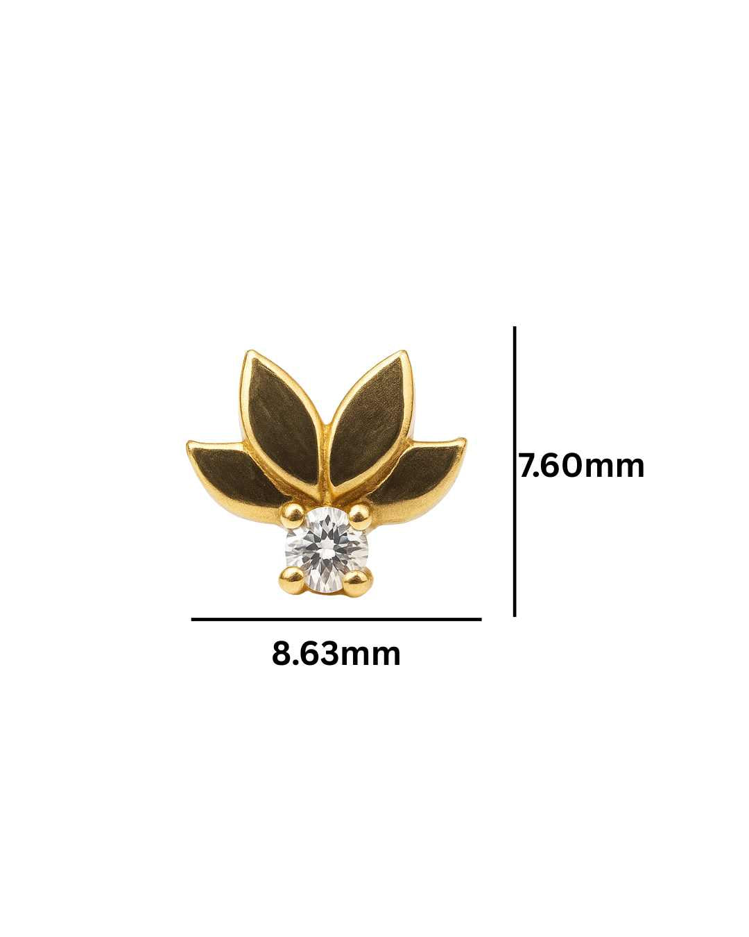 14K Gold Lotus Diamond Stud Earring (Single) – 0.04ct