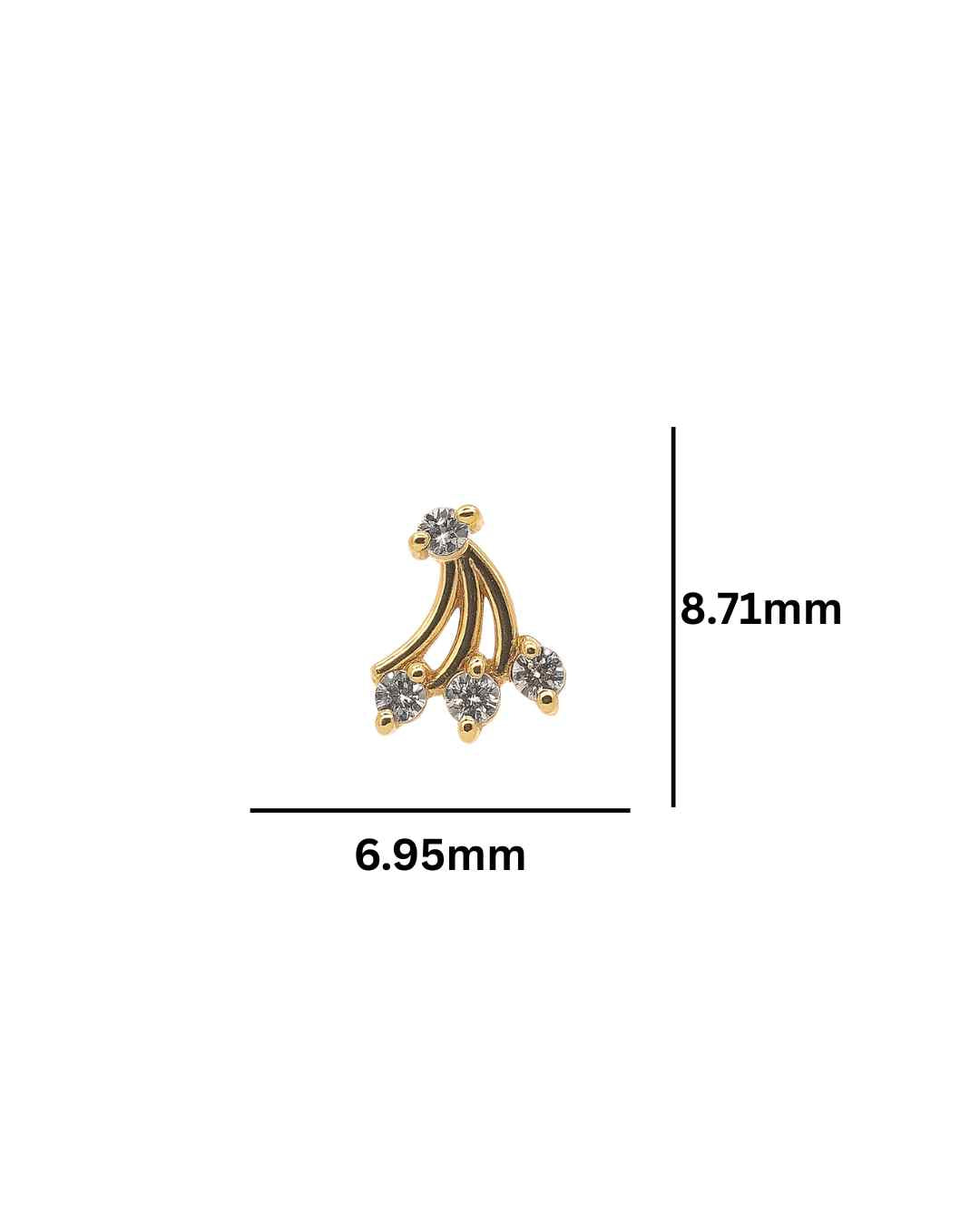 14kt Single Piece Diamond Stud Earrings in White/Yellow Gold