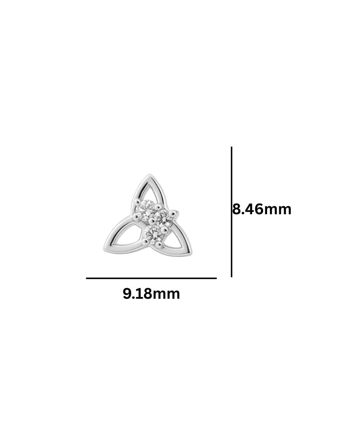 14kt Single Piece Trinity Shape Diamond Stud Earrings in White/Yellow Gold
