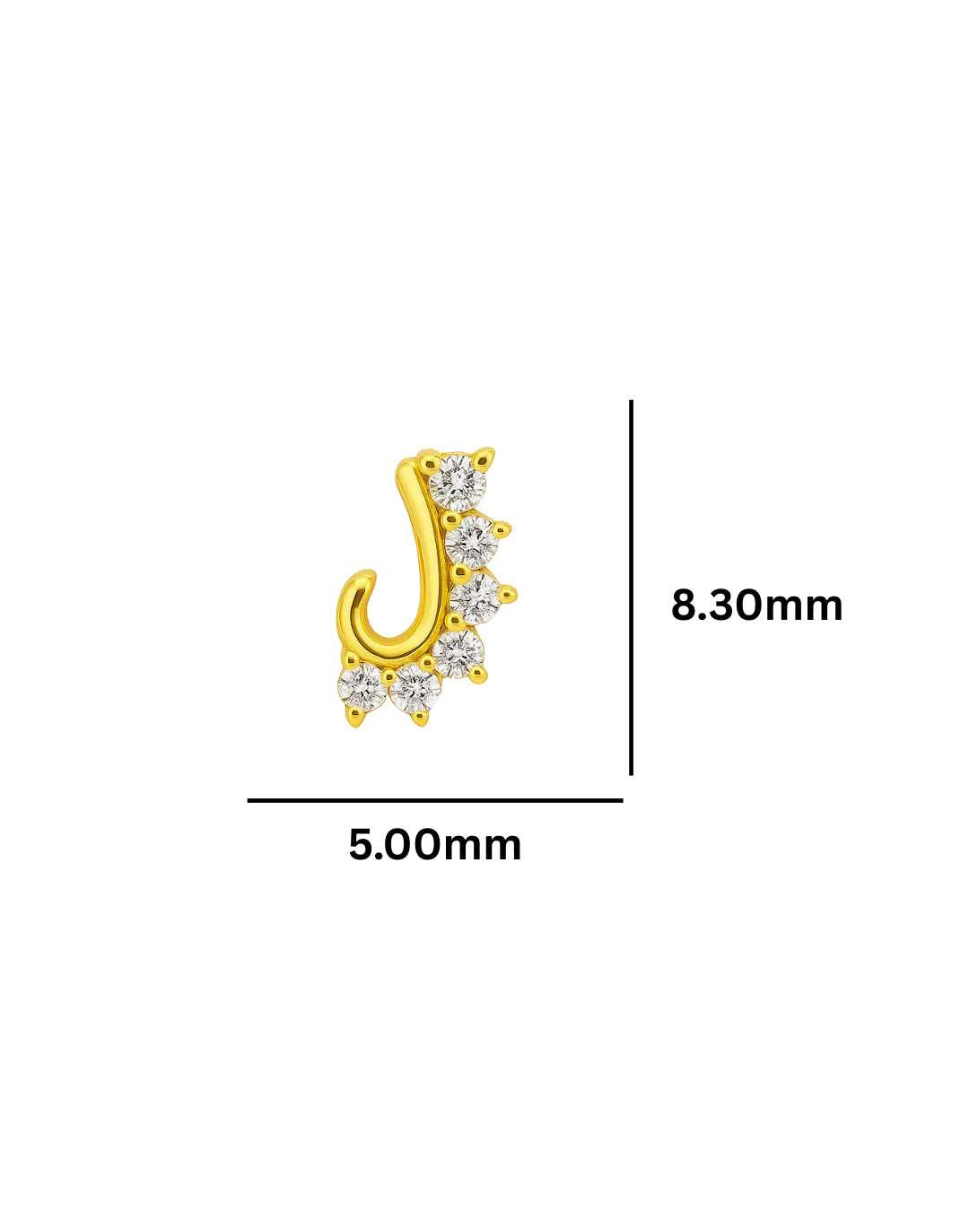 14kt Single Piece J Design 0.06ctw Diamond Stud Earrings in White/Yellow Gold