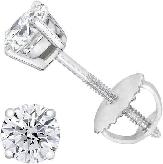 0.10Ctw Diamond Studs In 14kt White Gold In Screw Backs - Pristine J LLC