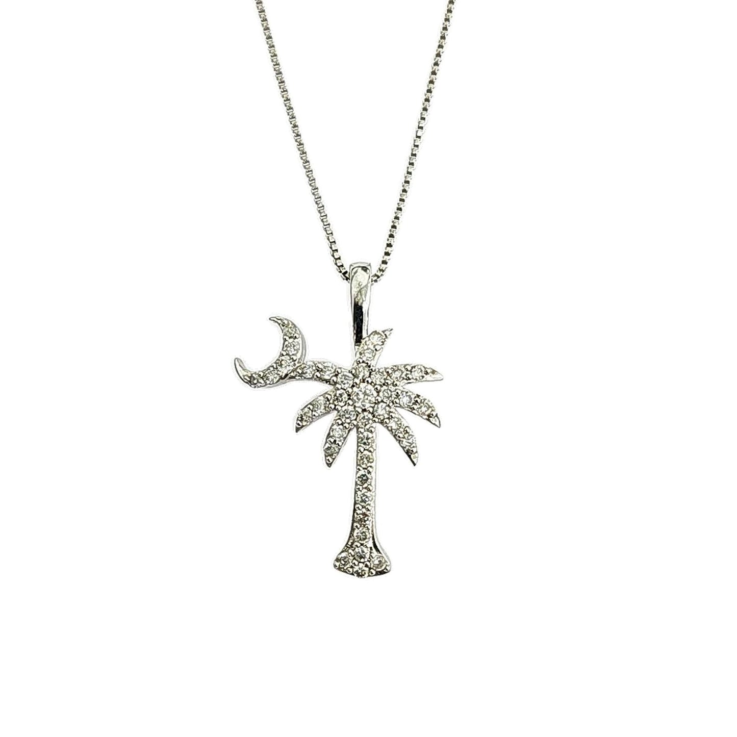 0.50ctw Diamond Crescent Moon Over Palm Tree Pendant - Pristine J LLC