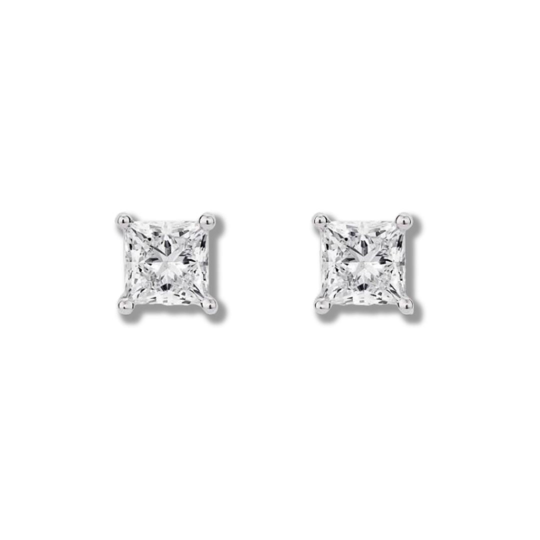 0.50CTW Princess - Cut Lab Grown Diamond14K White Gold Earrings - Pristine J LLC