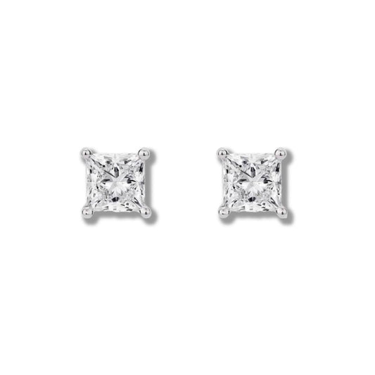 0.50CTW Princess - Cut Lab Grown Diamond14K White Gold Earrings - Pristine J LLC