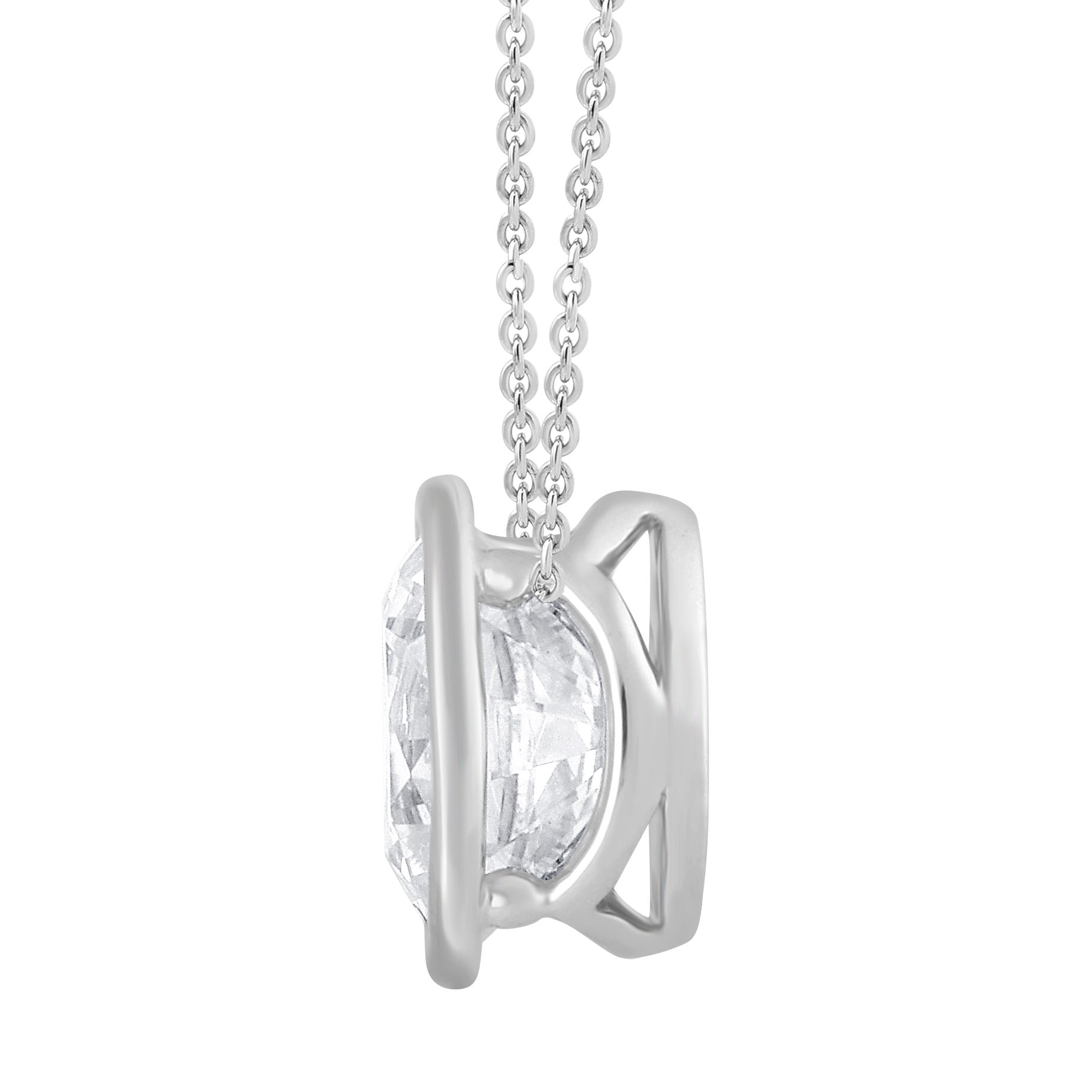 1 ct Round Diamond - Bezel Necklace Pendant - Pristine J LLC