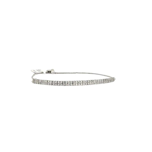 10k White Gold 0.50ctw Diamond Double Row Box Bracelet