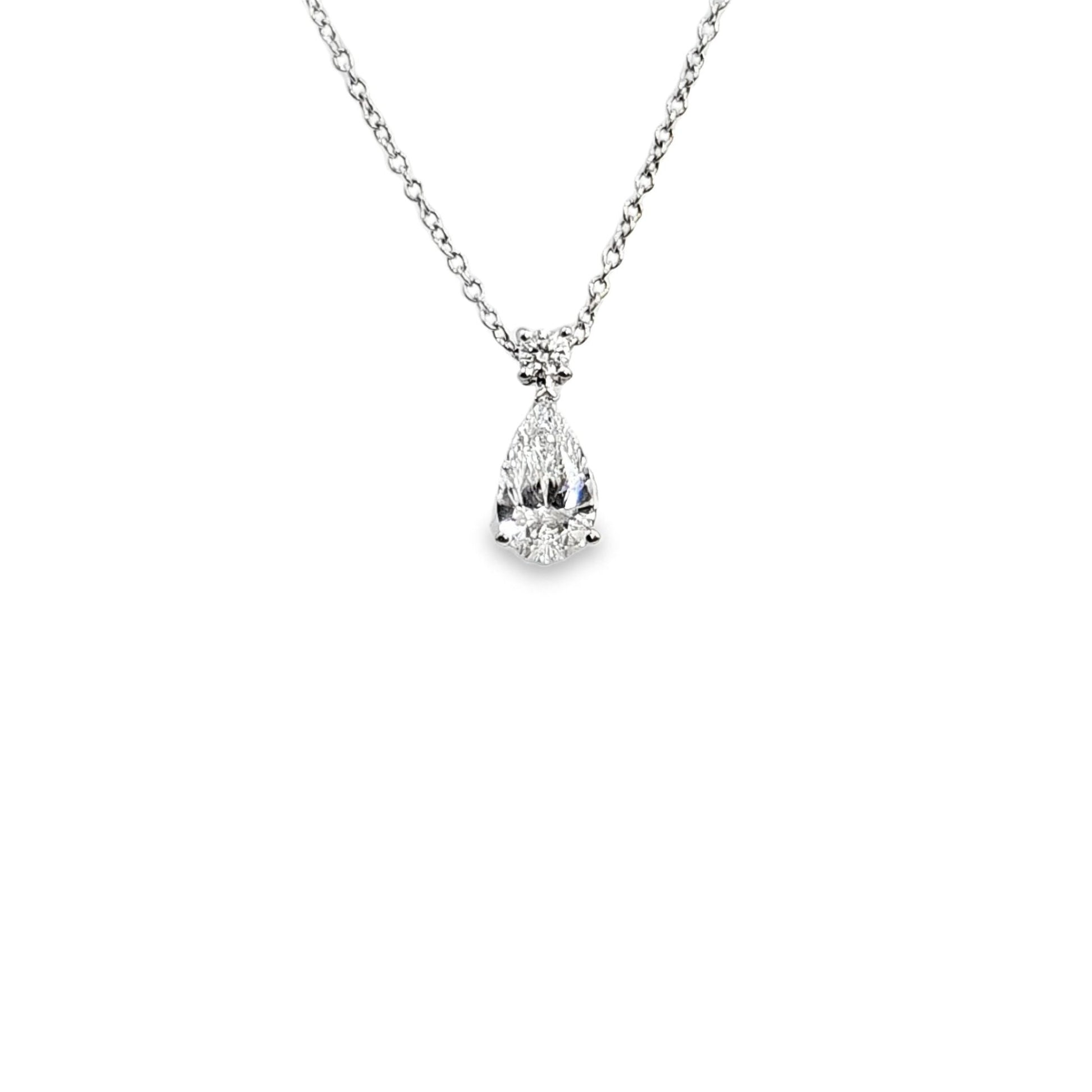 1.05ctw Round and Pear Diamond Necklace Pendant - Pristine J LLC