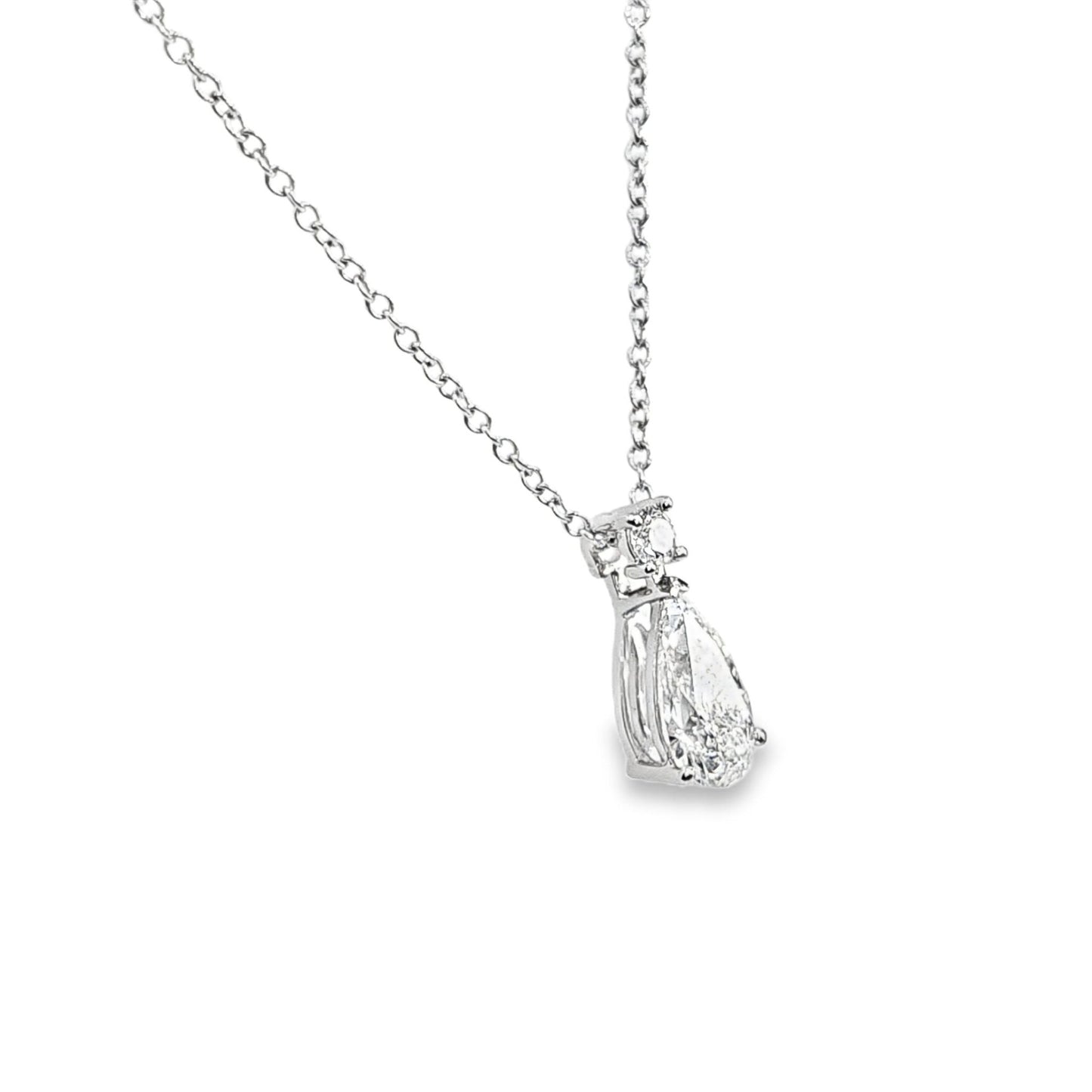 1.05ctw Round and Pear Diamond Necklace Pendant - Pristine J LLC