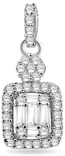 10K White Gold 1/3 Ct Diamond Necklace Pendant - Pristine J LLC