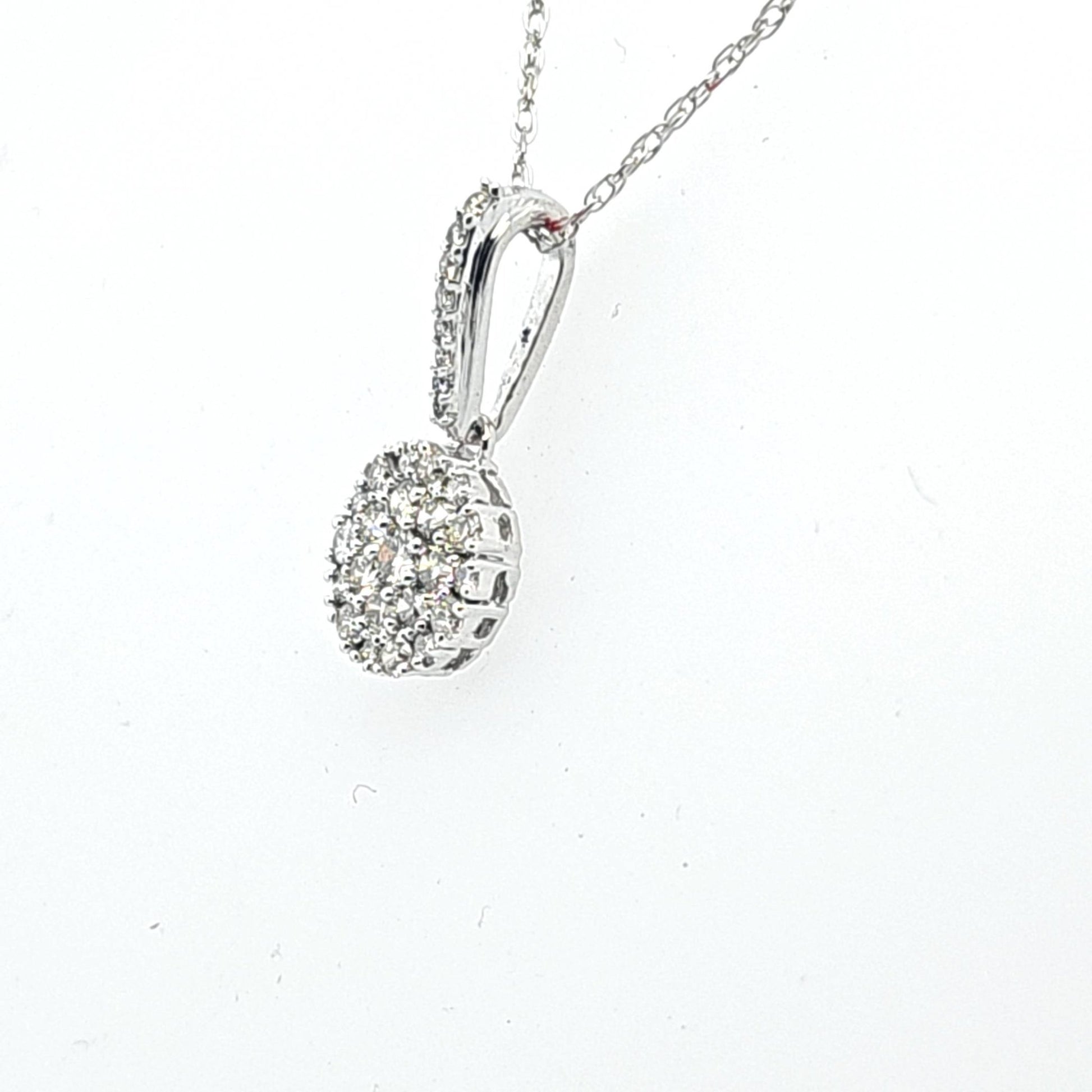 10kt White Gold Diamond Cluster Pendant with Chain - Pristine J LLC