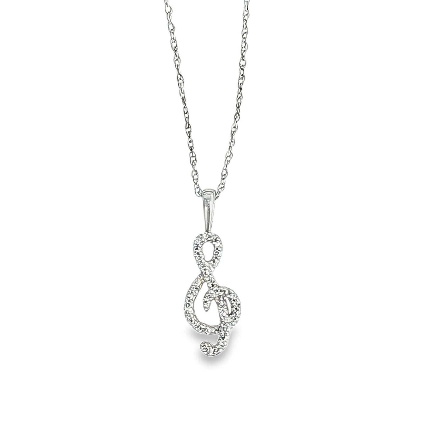 1/10ctw Diamond Musical Note Necklace Pendant - Pristine J LLC