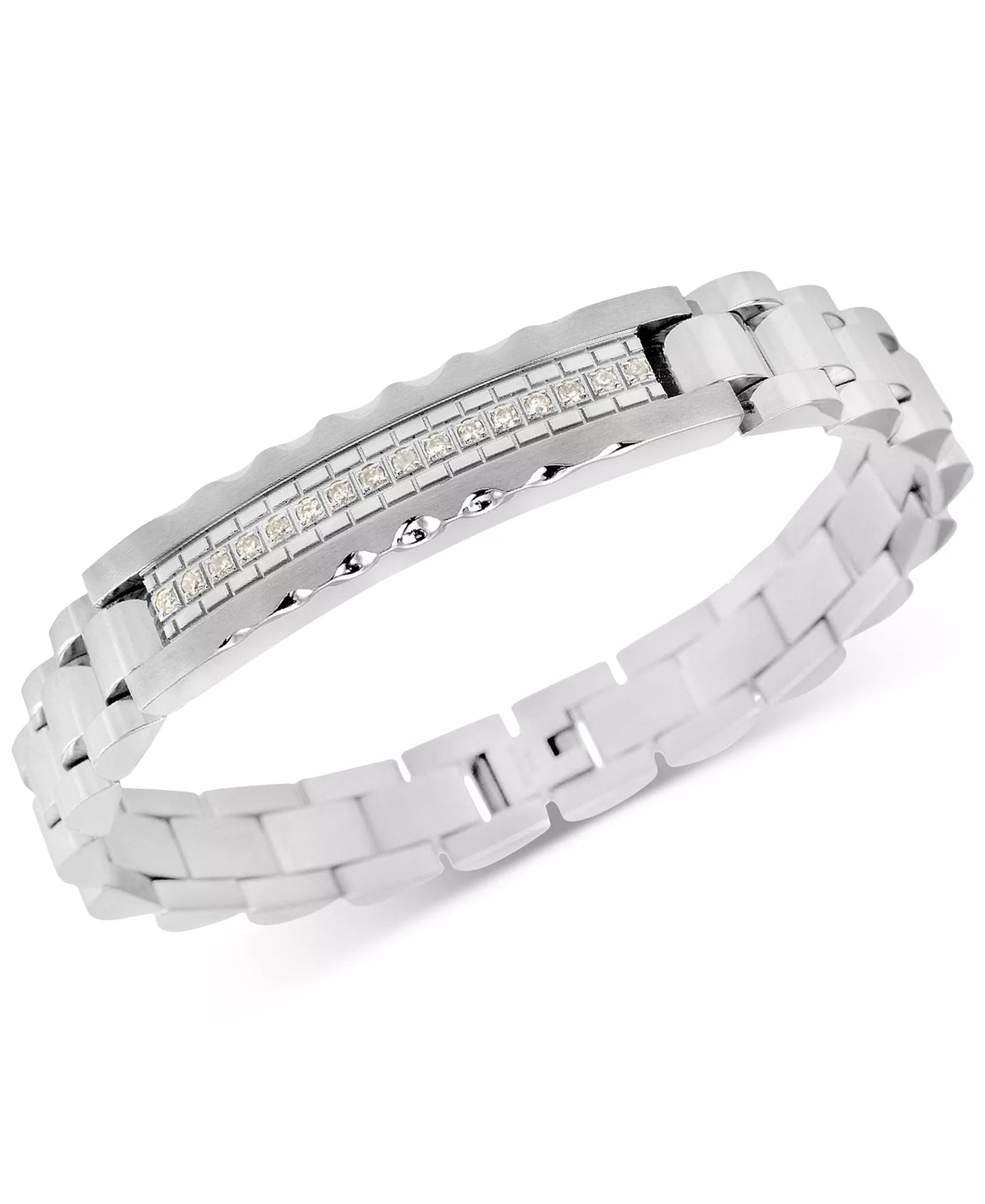 Men's Diamond (1/5 ct. t.w.) Bracelet in Stainless Steel, 8-1/2"