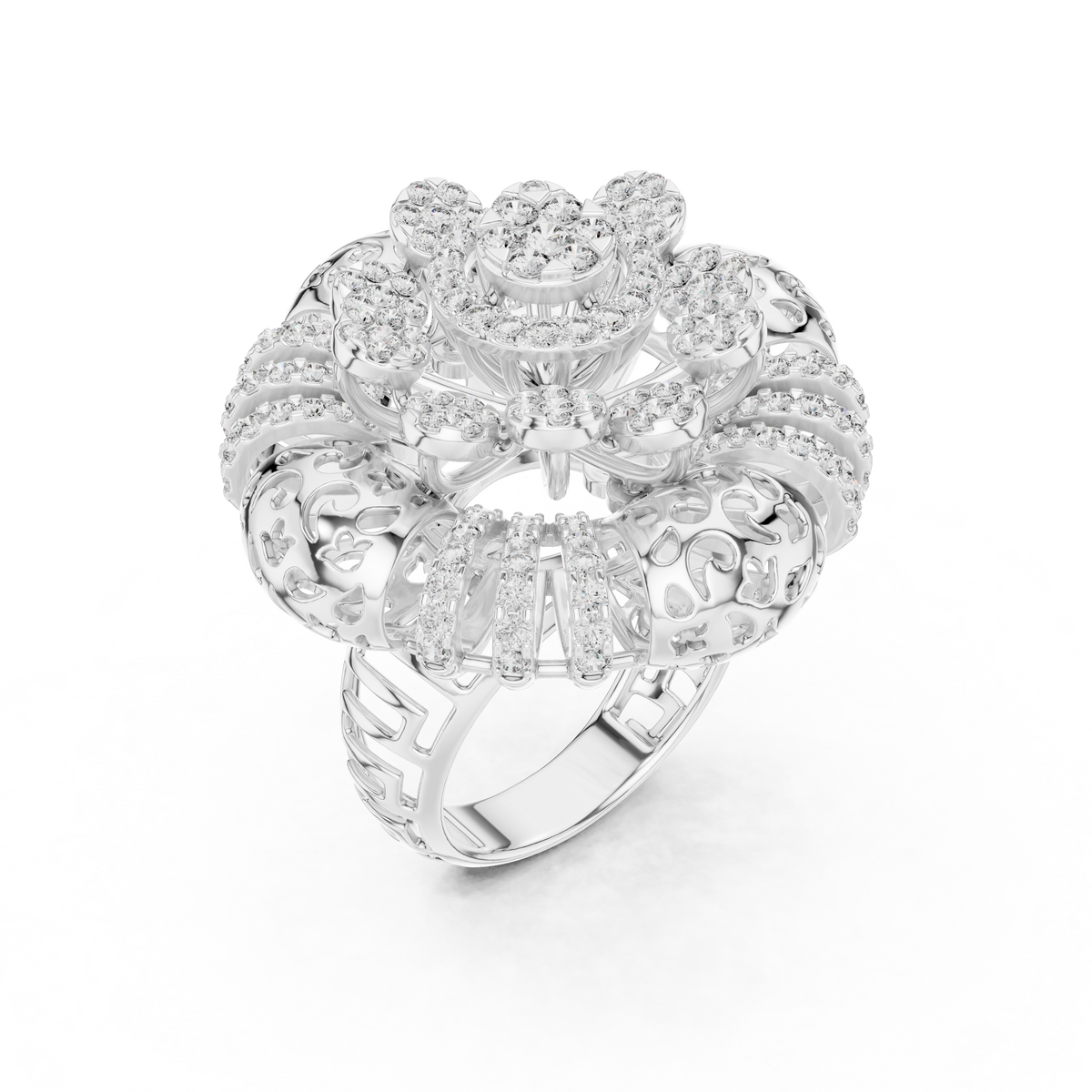 14K Gold 2.00 CTW Lab-Grown Diamond Cluster Dome Ring