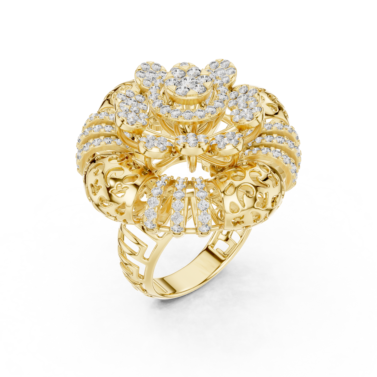 14K Gold 2.00 CTW Lab-Grown Diamond Cluster Dome Ring
