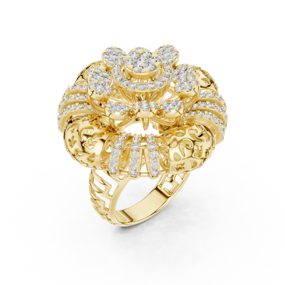 14K Gold 2.00 CTW Lab-Grown Diamond Cluster Dome Ring