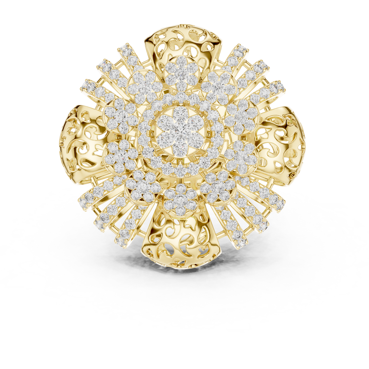 14K Gold 2.00 CTW Lab-Grown Diamond Cluster Dome Ring