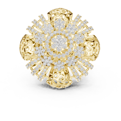14K Gold 2.00 CTW Lab-Grown Diamond Cluster Dome Ring