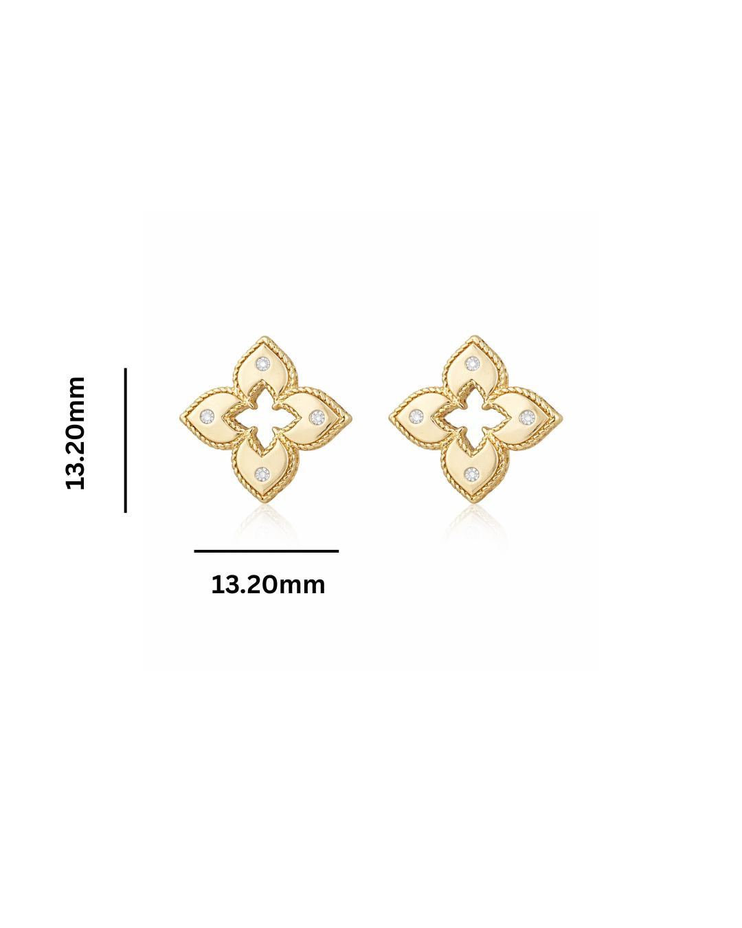 14KT Yellow Gold Lab-Grown Diamond Clover Stud Earrings – 0.08 CTW