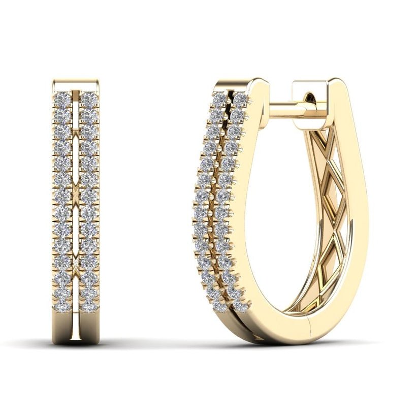 14K Solid Gold 0.18ctw Diamond Huggie Hoop Earrings - Pristine J LLC