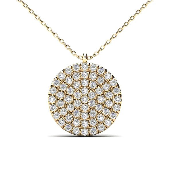 14K Solid Gold 0.19ctw Diamond Iced Out Round Micropave Necklace - Pristine J LLC