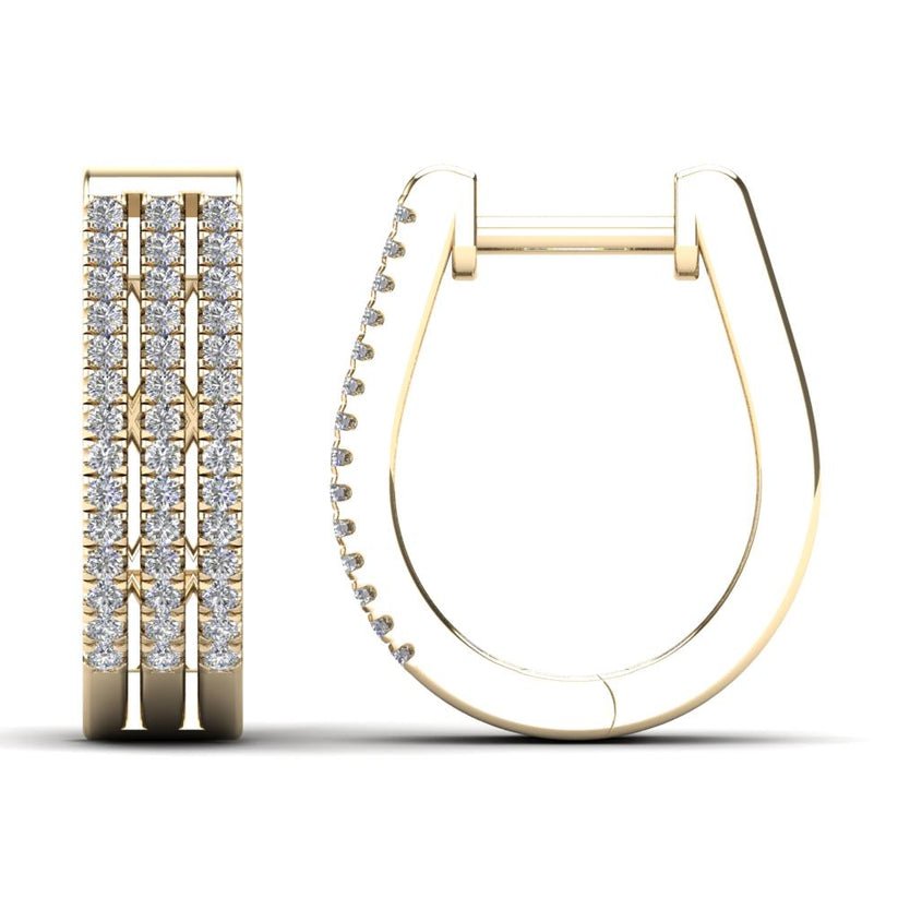 14K Solid Gold 0.25ctw Diamond Huggie Hoop Earrings - Pristine J LLC