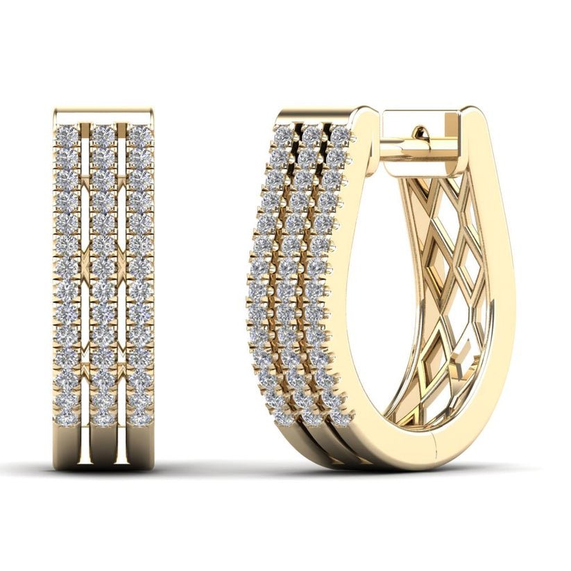 14K Solid Gold 0.25ctw Diamond Huggie Hoop Earrings - Pristine J LLC