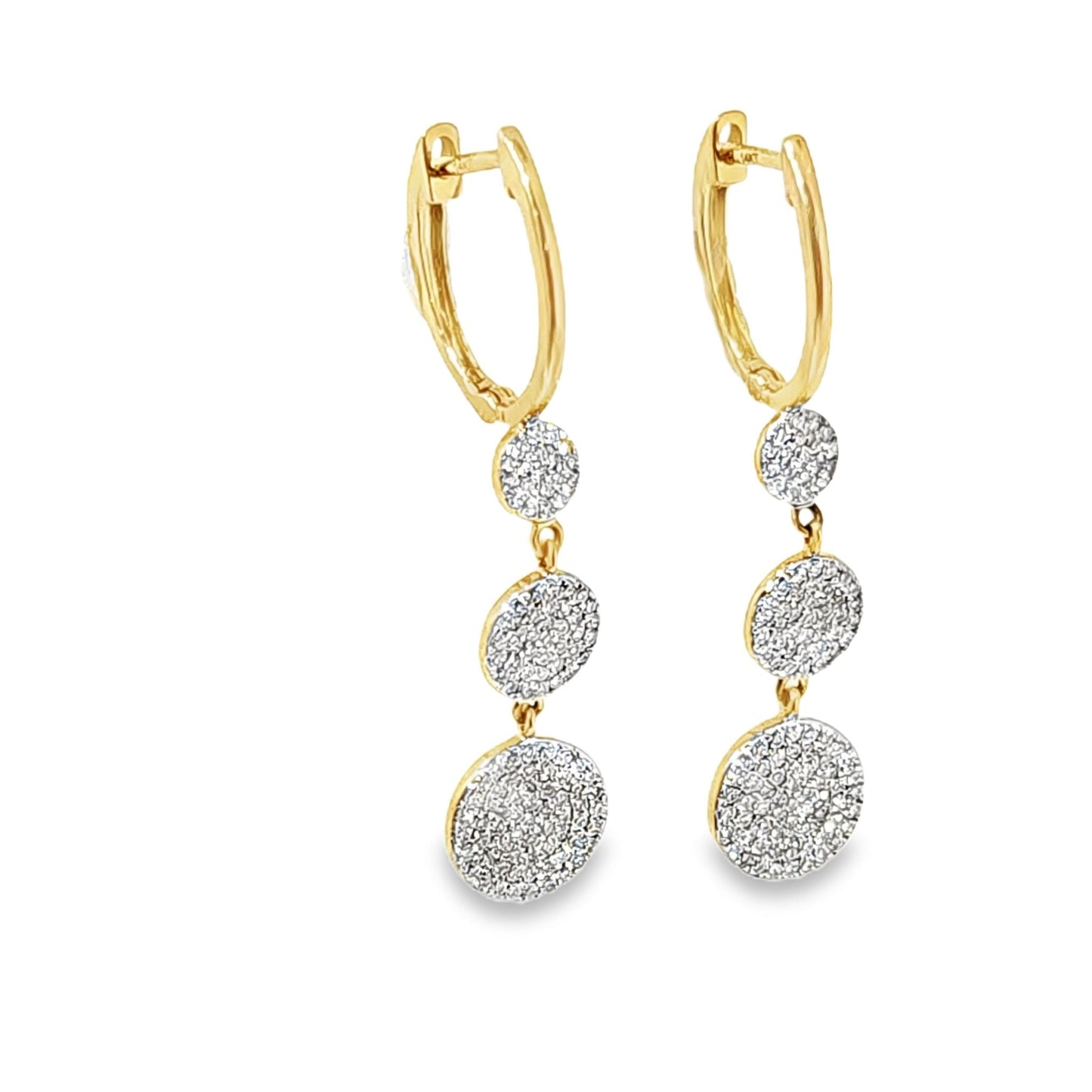 14K Solid Gold 0.61ctw Diamond Drop Earrings - Pristine J LLC