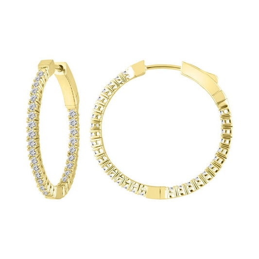 14K Solid Gold 1.15ctw Diamond FLEXIBLE Hoop Earrings - Pristine J LLC