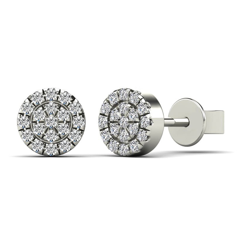 14K White Gold 0.12ctw Diamond Micro - pave Round Stud Earrings - Pristine J LLC