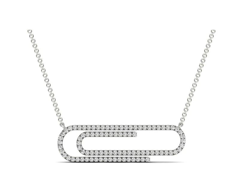 14K White Gold 0.18ctw Diamond Safety Pin Necklace - Pristine J LLC