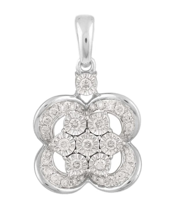 14K White Gold 0.25ctw Diamond Flower Pendant - Pristine J LLC