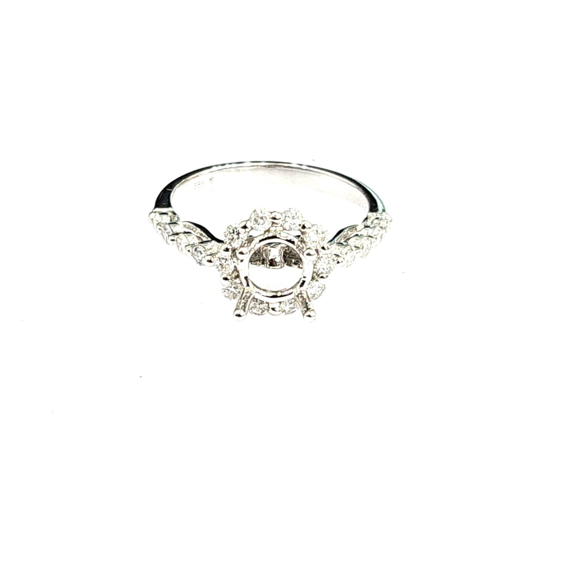 14K White Gold 0.45ctw Diamond Semi Mount Engagement Ring - Pristine J LLC