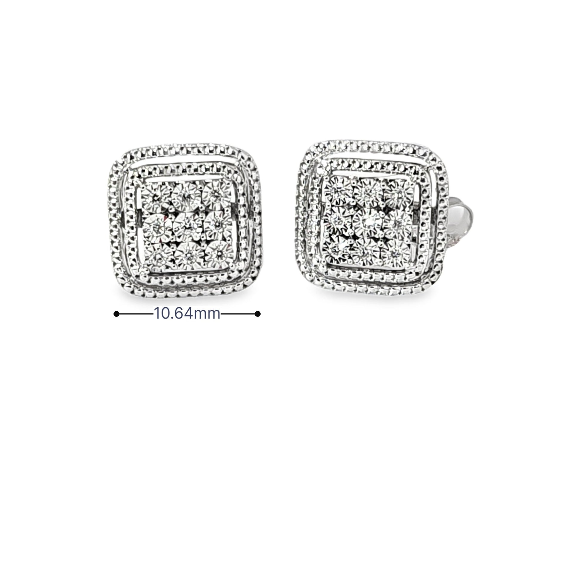 14K White Gold Rope Design 0.09ctw Diamond Stud Earrings - Pristine J LLC