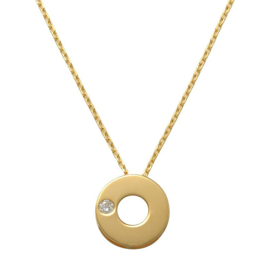 14K Yellow Gold 0.04ctw Diamond Open Disc Necklace - Pristine J LLC