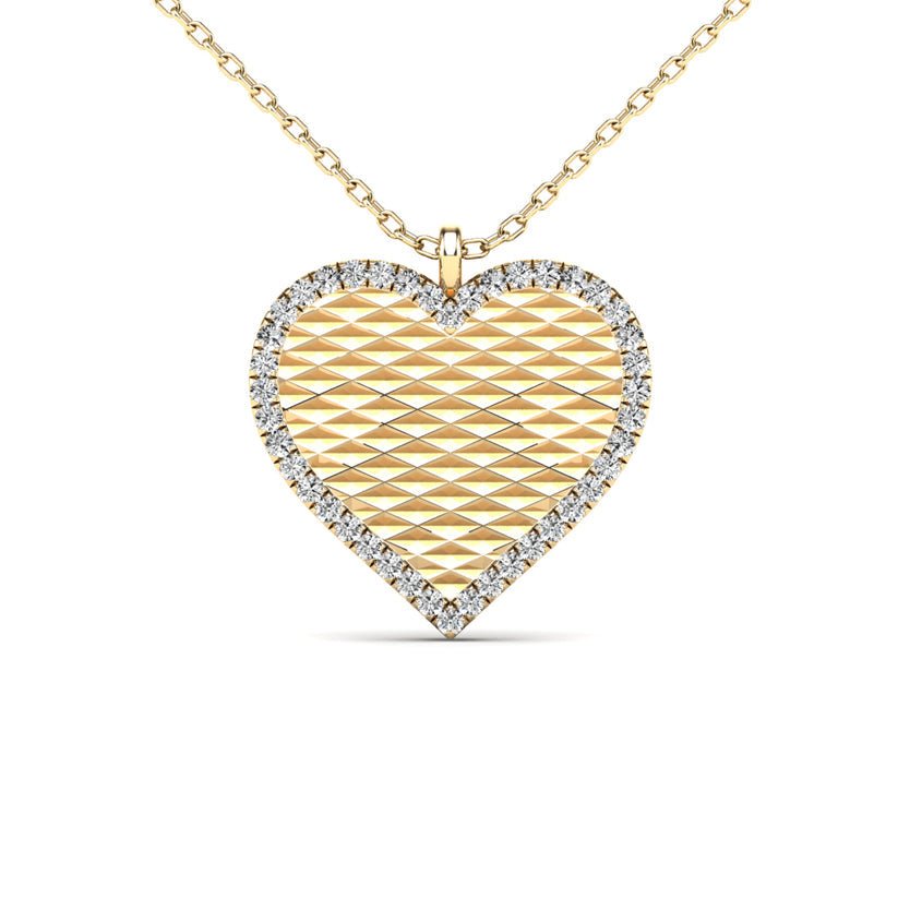 14K Yellow Gold 0.13ctw Diamond Heart Necklace - Pristine J LLC