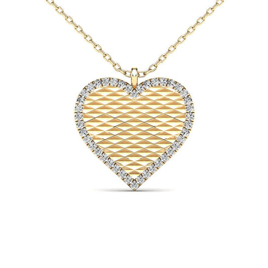 14K Yellow Gold 0.13ctw Diamond Heart Necklace - Pristine J LLC