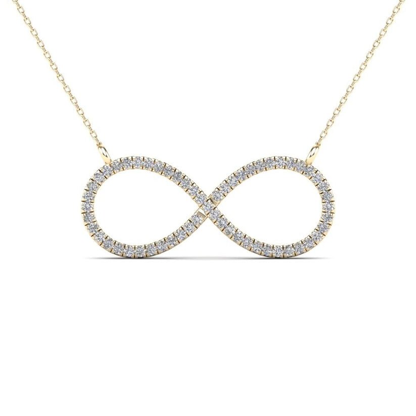 14K Yellow Gold 0.18ctw Diamond Infinity Necklace - Pristine J LLC