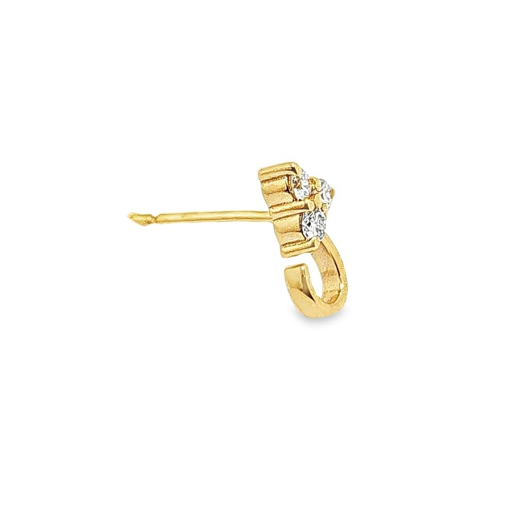 14kt Single Piece Diamond Stud Earrings in White/Yellow Gold - Pristine J LLC