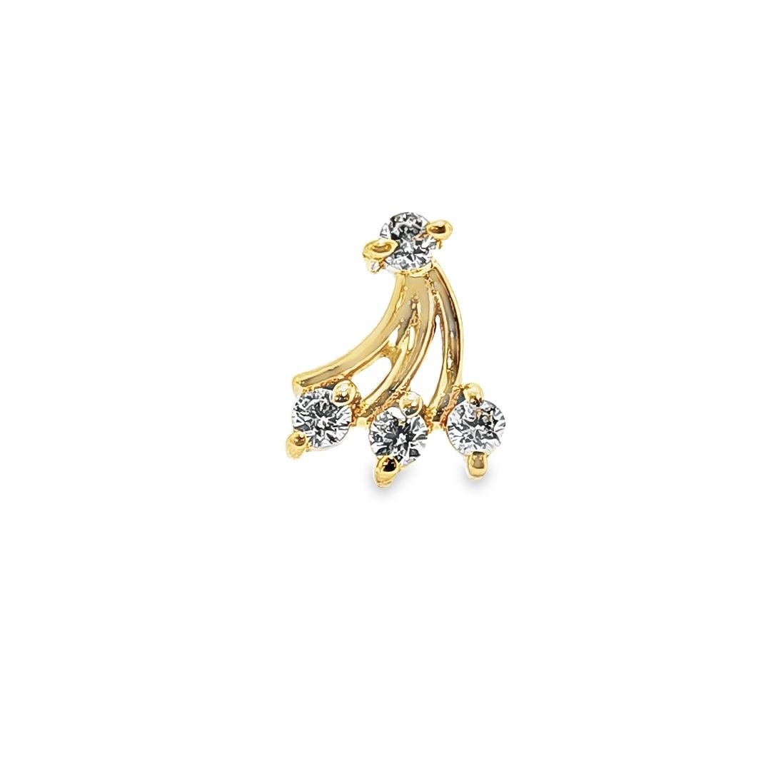 14kt Single Piece Diamond Stud Earrings in White/Yellow Gold - Pristine J LLC